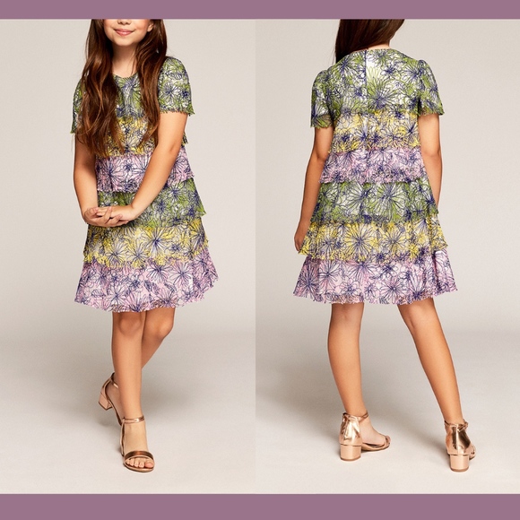 NEW Tadashi Shoji Kids Starlight Swirl Lace Dress‎ [Girls SZ 8 ] - Picture 1 of 8